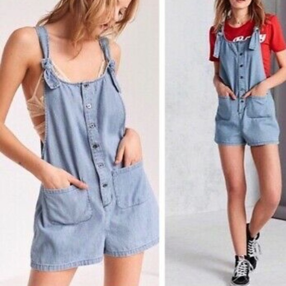 chambray overall shorts